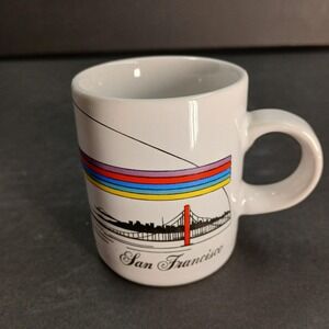 Vintage San Francisco Rainbow Golden Gate Bridge Sailboat Mini Souvenir Mug 80s